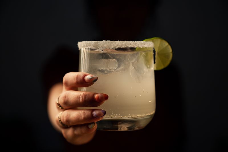 Chuys classic lime margarita with salt rim